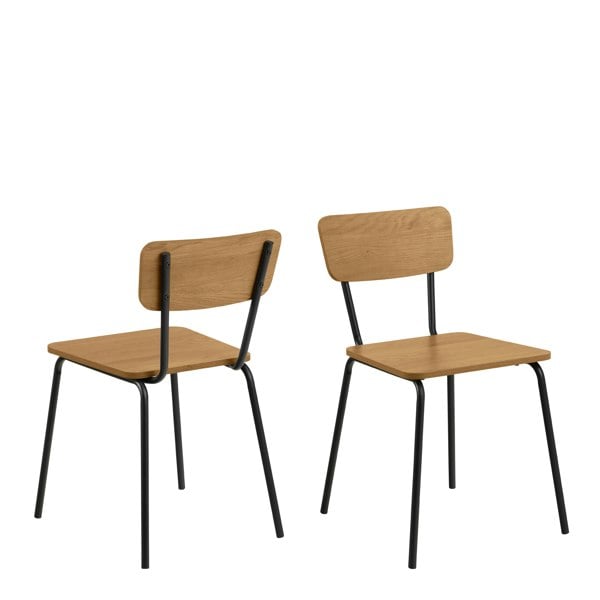 Furniture To Go Peru Dining Chair in Steel and Oak Set of 2