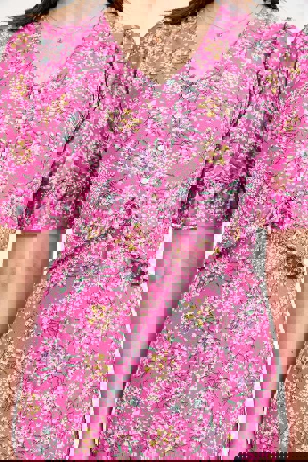 Ditsy Print Tie Front Dress