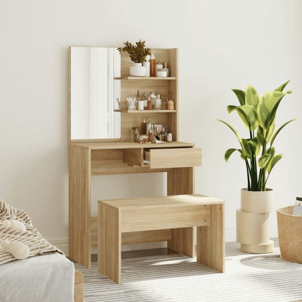 Berkfield Dressing Table Set Sonoma Oak 74.5x40x141 cm