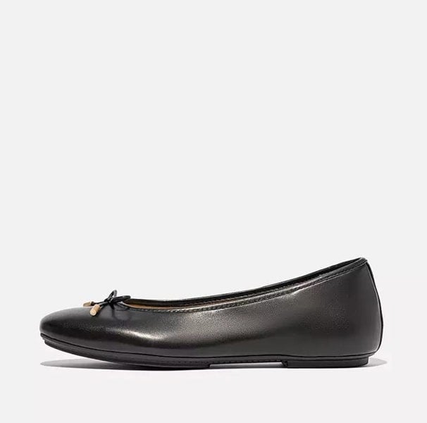 FitFlop Delicato Leather Women's Black Ballet Flats