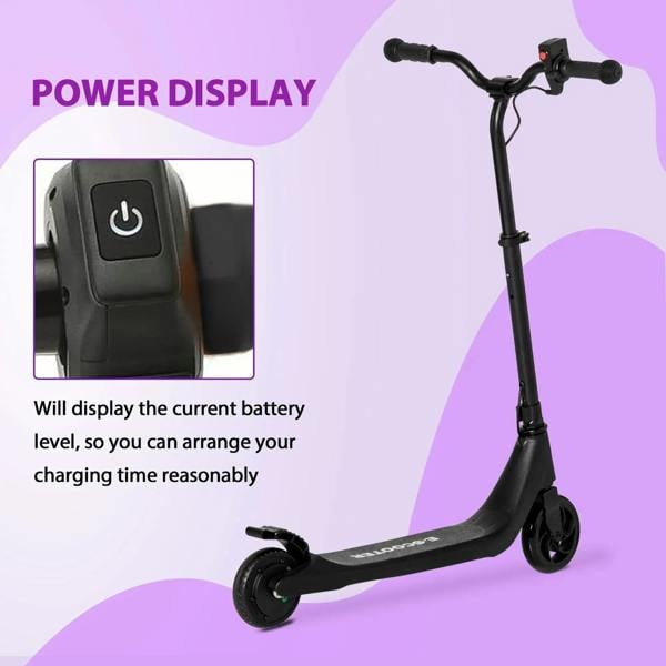 Black electric scooter with power button display on the handlebar