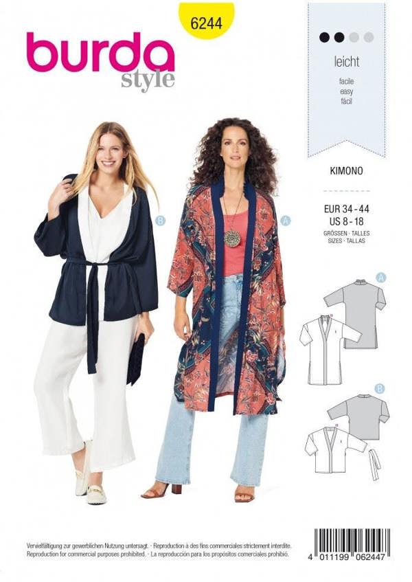 Burda Sewing Pattern 6244 Jackets For Women, Sizes 8-18 - Easy
