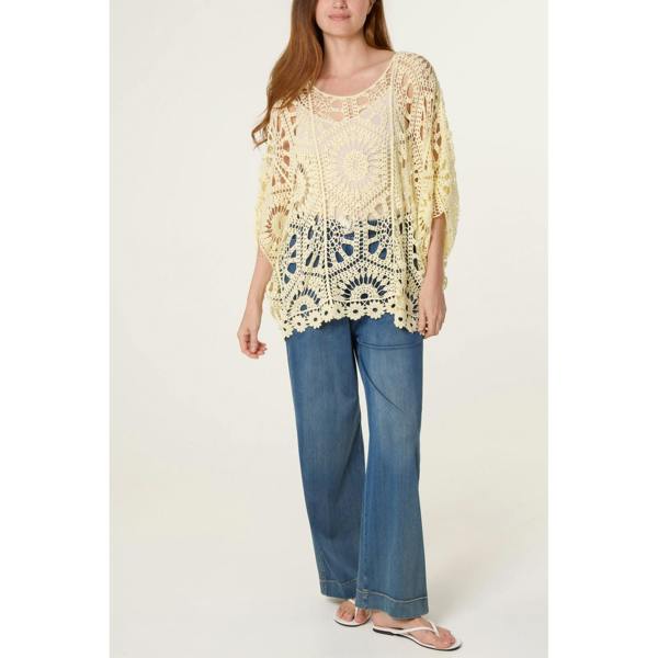 Blue Vanilla Crochet Detailed Kimono Top