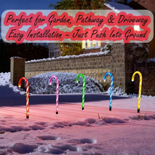 55cm Outdoor Multicolour Candy Cane Lights Pack of 2 Battery Operated Festive Garden Display image 3
