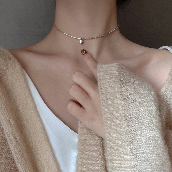 The Colourful Aura 925 Sterling Silver Lucky Charm Minimalist Dainty Dangle Choker Necklace
