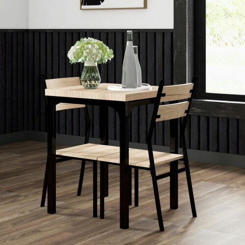 Wyld Haus Lalara Wooden Light Wood Grain 3 Piece Compact Dining Set