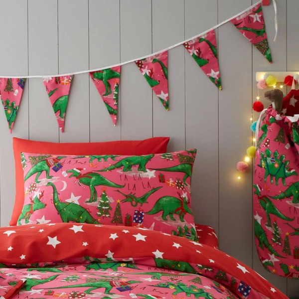 Festive Dinosaur Christmas Bunting - Happy Linen Company