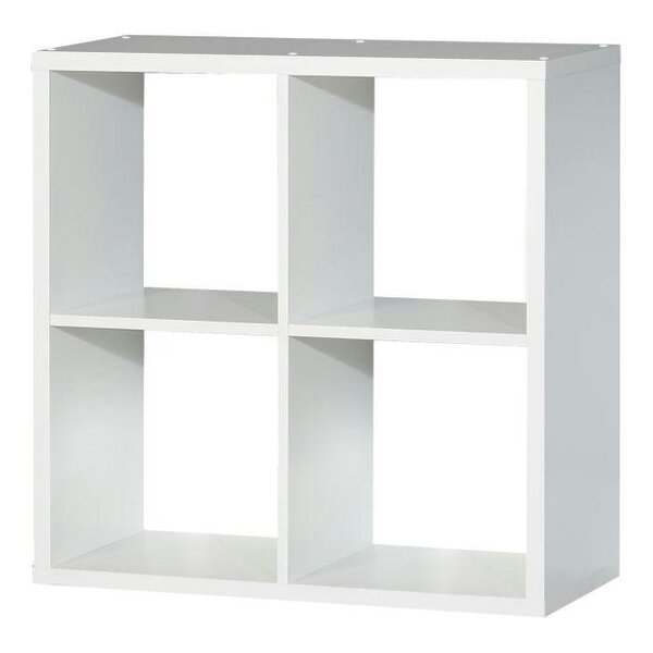 Wyld Haus Driftstone Matt White Wood 4 Cube Bookshelf Storage Unit