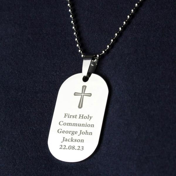 Personalised Cross Dog Tag Necklace - alternative angle