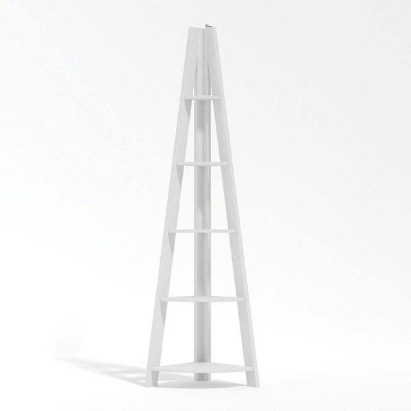 Wyld Haus Athy White Wooden Corner Ladder Shelving Unit 5 Shelves