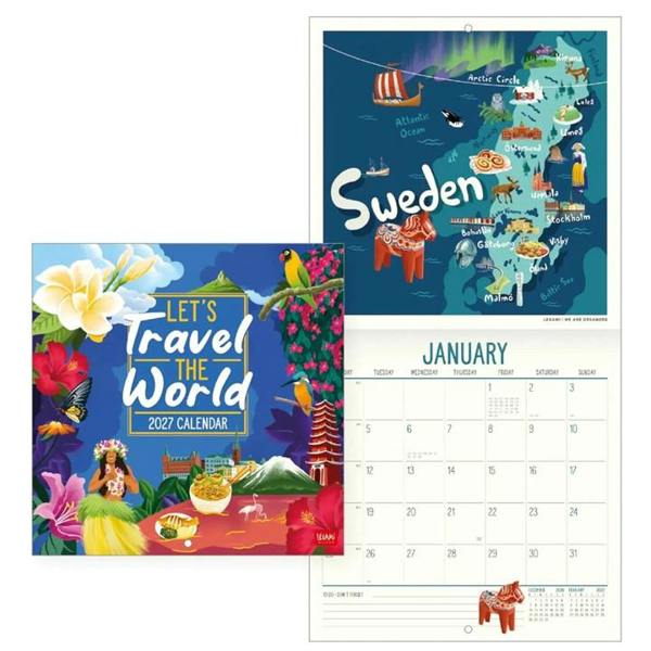 Let's Travel The World Calendar 2027, Wall Calendars, Month To View, Travel, Gift