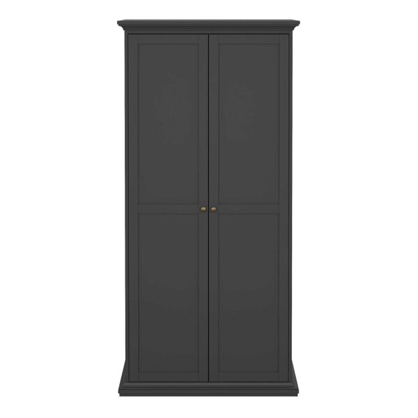 Wyld Haus Osaka Farmhouse Dark Grey Wooden Wardrobe 2 Doors