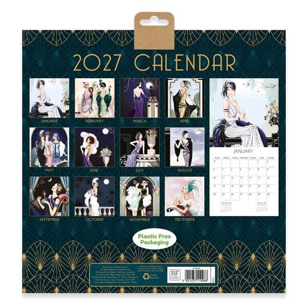 Claire Coxon Art Deco Calendar 2027, Wall Calendars, Month To View, Art, Gift