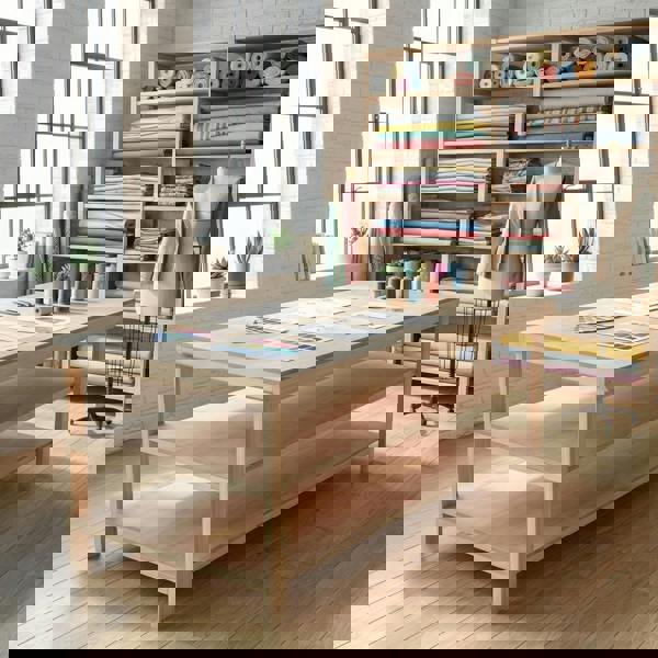 Arbor Garden Solutions Wooden Workbench Eucalyptus Hardwood Top Depth-4ft with Double Shelf