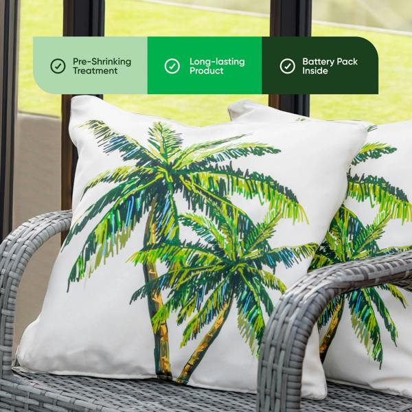 Gardenwize Pair of Outdoor Scatter Cushions – Light-Up Palm Design