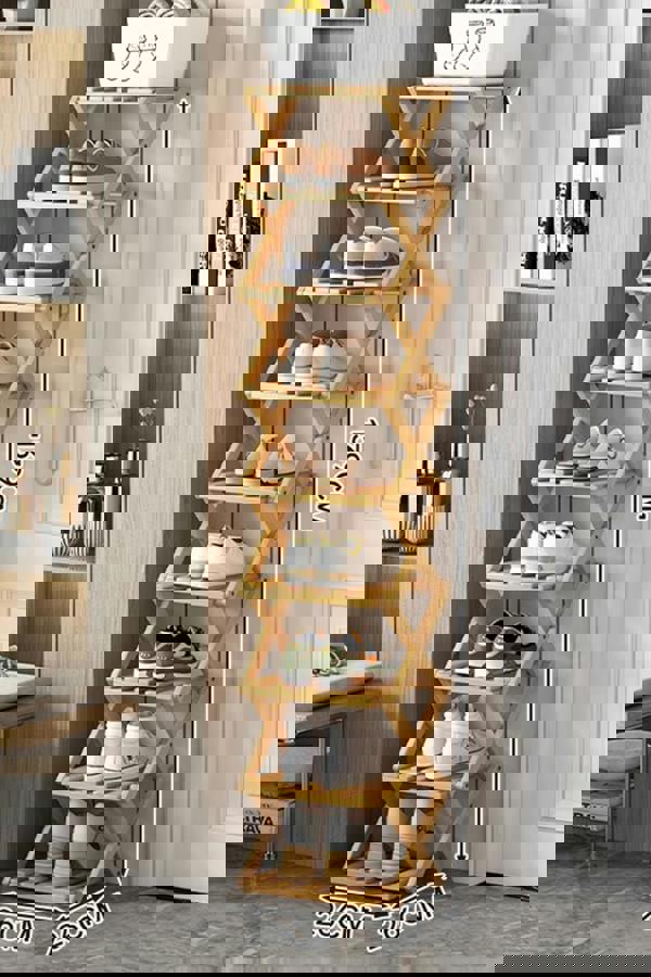 Living and Home 9/8/7/6 Tier Bamboo Folding Shoe Rack Shoe Storage Organiser