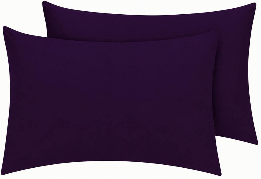 Night Zone Housewife Polycotton Pillowcases Pair – Plain Dyed Easy Care Bed Linen - Plum