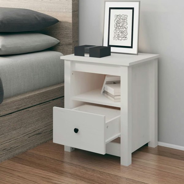 Berkfield Bedside Cabinet White 40x35x49 cm Solid Wood Pine