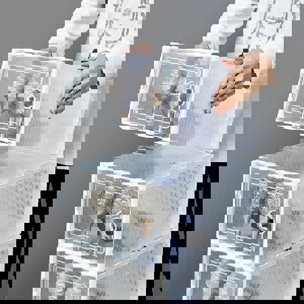 Living and Home 12Pcs Plastic Stackable Shoe Storage Box Organiser