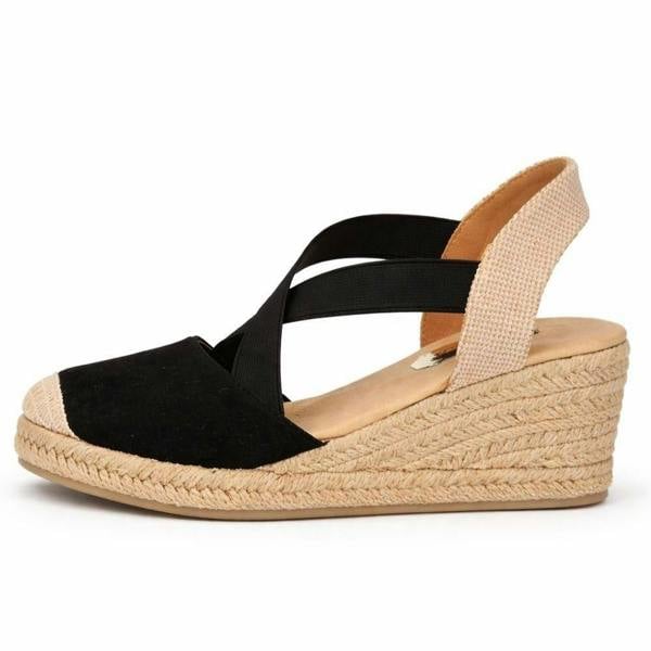 Savannah Ladies Savannah Comfort Cross Strap Espadrille Wedge Sandals F2314