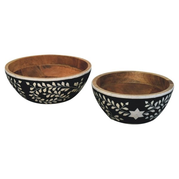 Artisan Furniture Floral Resin Inlay Bowl Set