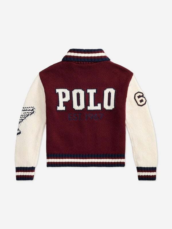Ralph Lauren Kids Ralph Lauren Girls Cotton and Wool Varsity Jacket in Red