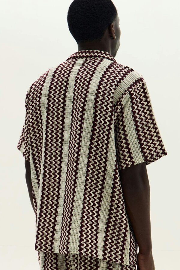 Men’s Crochet Texture Matching Shirt & Shorts Set – Boxy Fit | 100% Cotton