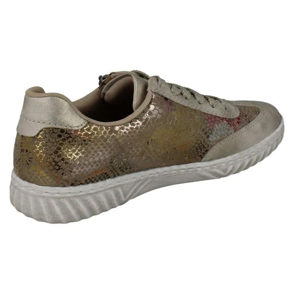 Rieker Ladies Rieker Metallic Reptile Print Trainers N0902