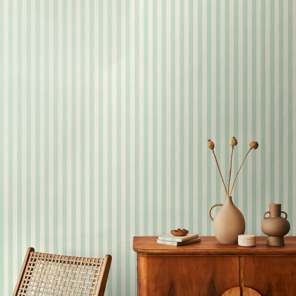 Hoopla Walls Shadow Stripe - Duck Egg 10m Wallpaper