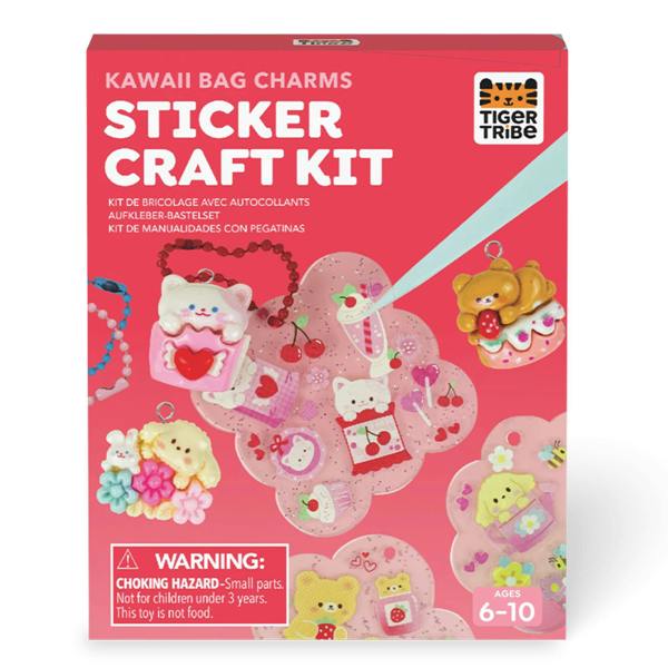 Tiger Tribe Sticker Craft Kit Kawaii Bag Charms | Kids' Charm Making Kits