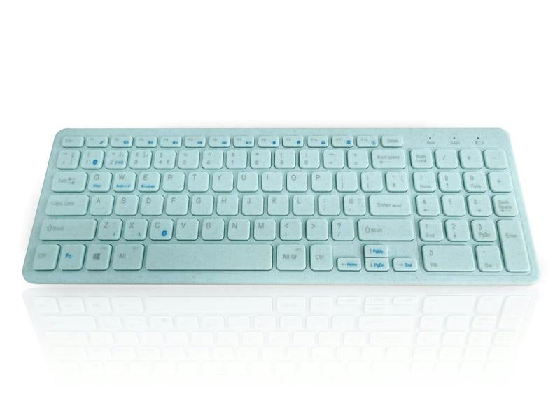 Accuratus Image ECO Step One Wheat Keyboard - Wireless Bluetooth 5.1 & RF 2.4Ghz Part Bioplastic Wheat Grass Polymer Keyboard - Duck Egg Blue