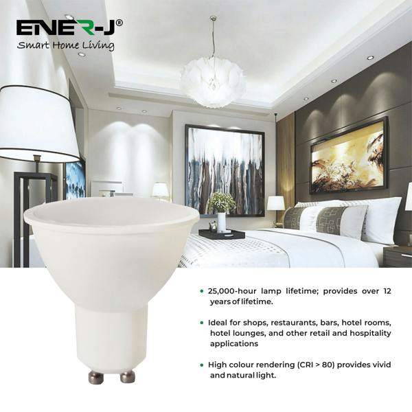 ENER-J Pack of 10 Units, Dimmable GU10 LED Bulbs, 7W (50/60W Halogen Replacement), 120° Wide Beam, 500LM Recessed Lighting Bulbs - 4000K