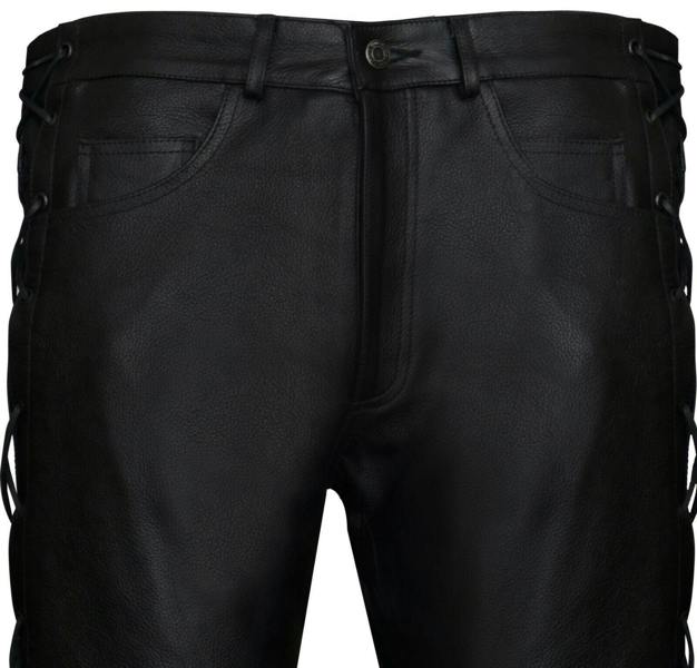 Infinity Leather Mens Laced Leather Biker Jeans-Utah