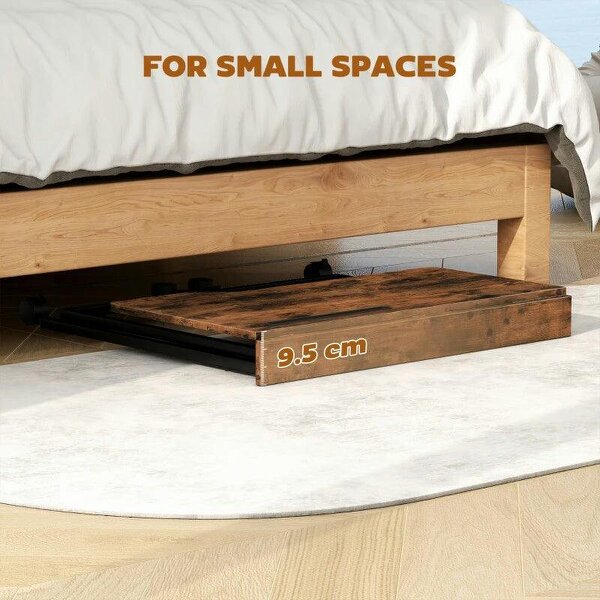 Folding Small Desk on Wheels - Rustic Brown