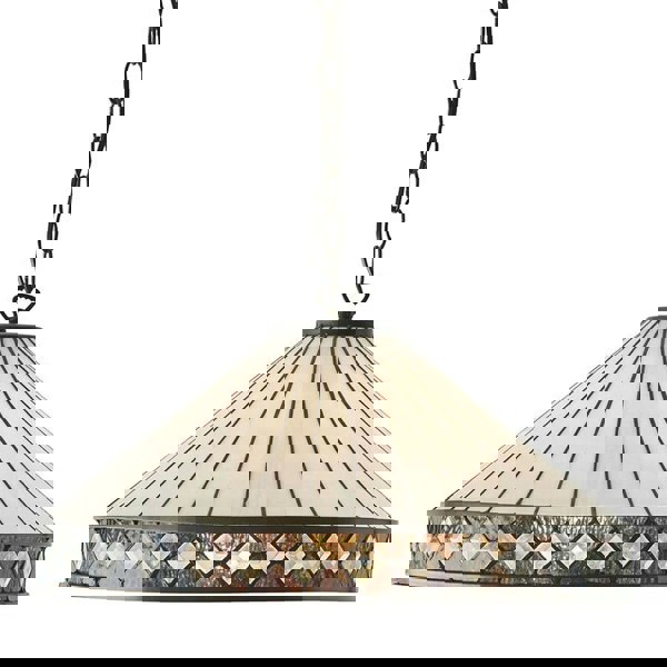 Tiffany Glass Hanging Ceiling Pendant Light Bronze & Natural Simple Shade i00116 Loops
