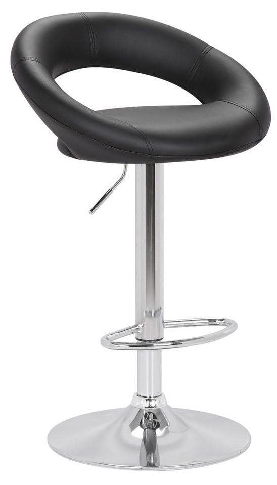 Lamboro Sorrento Kitchen Bar Stool, Chrome Footrest, Height Adjustable Swivel Gas Lift, Home Bar & Breakfast Faux-Leather Barstool, Black
