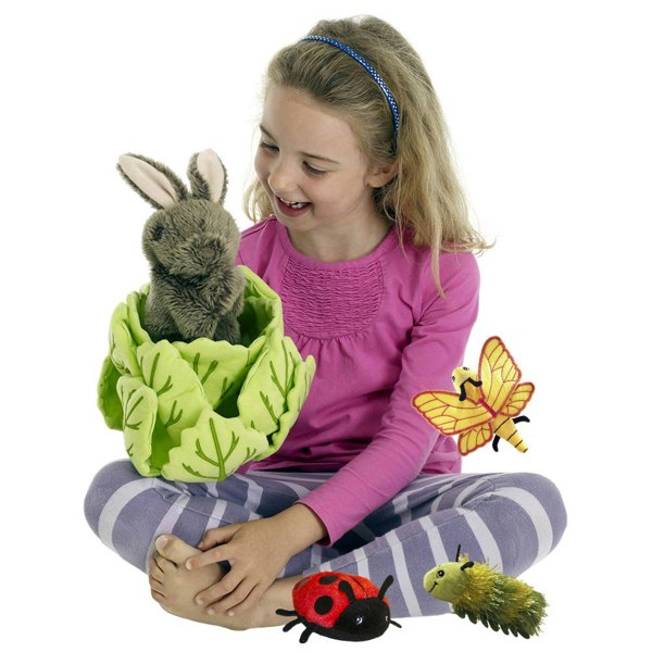 The Puppet Company Rabbit in a Lettuce - with 3 Mini Beasts - Hide-Aways