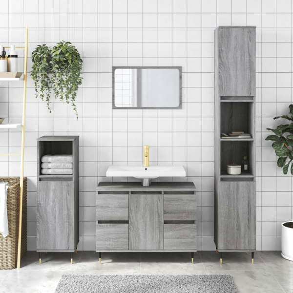 Berkfield Bathroom Cabinet Grey Sonoma 80x33x60 cm Engineered Wood