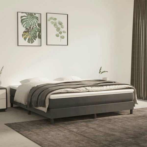 Berkfield Box Spring Bed Frame Dark Grey 180x200 cm 6FT Super King Velvet