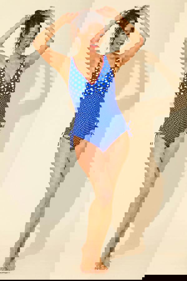 Contrast Stitch Tie Side Swimsuit