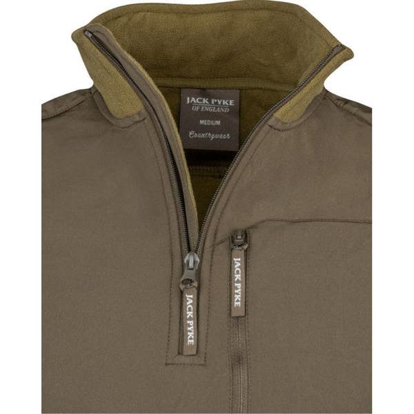 Jack Pyke Rannoch fleece pullover front zip detail lightweight fleece for country sports
