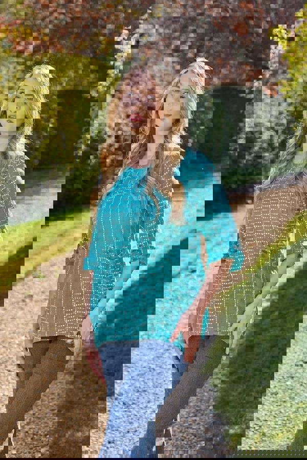 Dotted Check Print Top