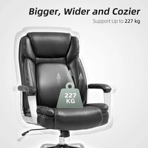 Ergonomic Office Chair, Faux Leather Chair with Tilt Function, Adjustable Height, 227kg 500LBS Swivel Computer Chair for Home Study, Black
