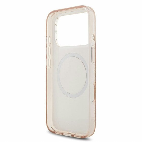 Guess IML Flowers Electro Pearl Strap MagSafe Case for iPhone 17/18 Pro Max 6.9" Pink - GUHMP18XHCPOFPP