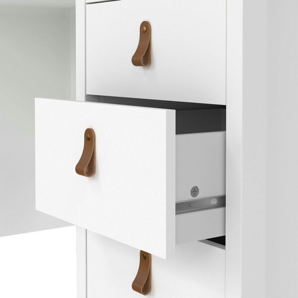 Wyld Haus Wildberry Matt White Wooden Desk 3 Drawers Leather Handles