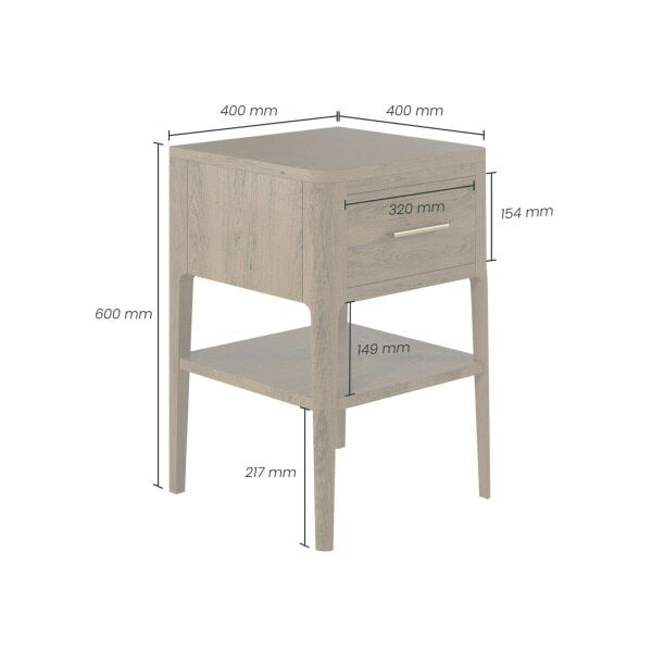 Wyld Haus Ouro Preto Walnut Wood Grain One Drawer Bedside Table