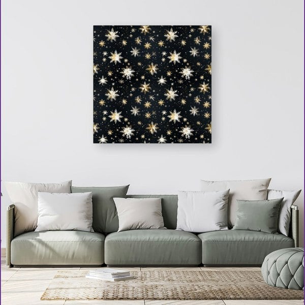 Warren Reed Silver Gold Snowflake Pattern Canvas