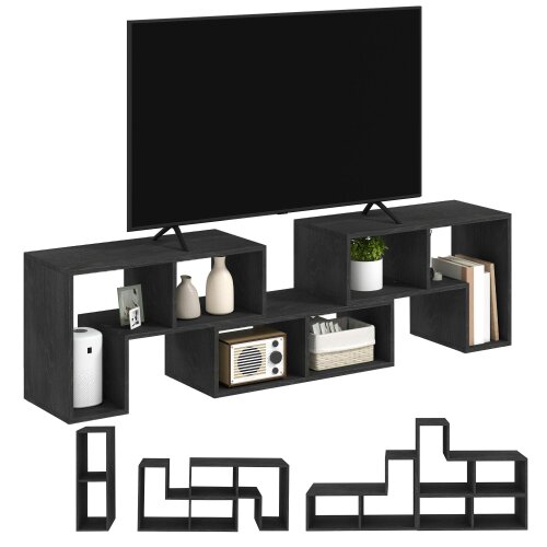 Wyld Haus Tota 134cm Black Wood Effect 3 Block Modular TV Stand