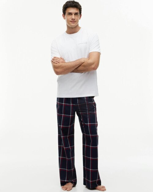 Tommy Hilfiger Woven Print Waistband Mens Pyjama Pants - RWB Windowpane Check