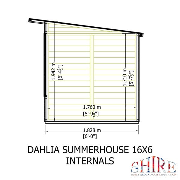Shire 16x6 Dahlia Pent Summerhouse 12mm Shiplap interlock cladding